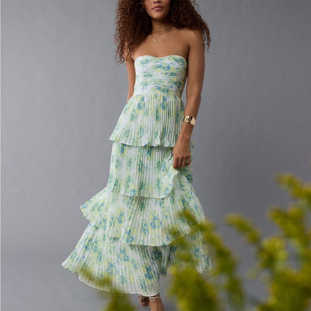 AE Tiered Pleated Maxi Dress